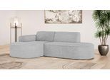 Ecksofa OTTO HOME "ADELLA XL Design-Sofa mit Recamiere rechts/links, 263/159/76 cm", grau (hellgrau), B:263cm H:76cm T:159cm, 100% Polyester, Sofas, Ecksofa, L-Form XL mit Wellenunterfederung, runde Form, auch in Cord