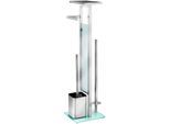 WC-Garnitur WENKO "Debar", weiß, B:18cm H:70,5cm L:21cm, Edelstahl, Glas, Reinigungsbürsten, Stand WC-Garnitur