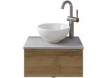 Waschtisch SAPHIR "Serie 6915 Waschschale mit Unterschrank für Gästebad, Gäste WC", braun (riviera eiche, oxid hellgrau, riviera eiche quer nb), B:51cm H:39,8cm T:35cm, Waschtische, Waschtisch, 51 cm breit, 1 Tür, Waschtischplatte, kleine Bäder, ohne Armatur