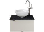 Waschtisch SAPHIR "Serie 6915 Waschschale mit Unterschrank für Gästebad, Gäste WC", beige (kaschmir matt, schiefer, kaschmir matt touch), B:51cm H:39,8cm T:35cm, Waschtische, Waschtisch, 51 cm mit Keramik-Aufsatzbecken und 1 Tür