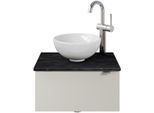 Waschtisch SAPHIR "Serie 6915 Waschschale mit Unterschrank für Gästebad, Gäste WC", beige (kaschmir matt, schiefer, kaschmir matt touch), B:51cm H:39,8cm T:35cm, Waschtische, Waschtisch, 51 cm mit Keramik-Aufsatzbecken und 1 Tür