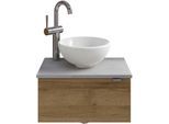 Waschtisch SAPHIR "Serie 6915 Waschschale mit Unterschrank für Gästebad, Gäste WC", braun (riviera eiche, oxid hellgrau, riviera eiche quer nb), B:51cm H:39,8cm T:35cm, Waschtische, Waschtisch, 51 cm breit, 1 Tür, Waschtischplatte, kleine Bäder, ohne Armatur