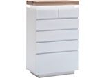 Kommode MCA FURNITURE "Romina", weiß (weiß matt), B:73cm H:114cm T:40cm, MDF, Massivholz, Sideboards, Schubladenkommode, mit LED Beleuchtung weiß dimmbar, inkl. Fernbedienung