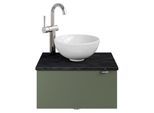 Waschtisch SAPHIR "Serie 6915 Waschschale mit Unterschrank für Gästebad, Gäste WC", grün (schilfgrün matt, schiefer, schilfgrün matt touch), B:51cm H:39,8cm T:35cm, Waschtische, Waschtisch, 51 cm mit Keramik-Aufsatzbecken und 1 Tür