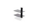 StarTech.com Dual Floating Wall-Mounted AV Shelves Adjustable Height Shelf For Under TV Organize A/V Equipment On Black Tempered Glass Shelves shelf - for audio/video components - black