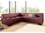 Ecksofa DOMO COLLECTION "Norma Top, elegant & modern, flache Armlehnen, Breite 247cm, L-Form", rot (karminrot), B:247cm H:77cm T:212cm, Sofas, Ecksofa, wahlweise mit Bettfunktion
