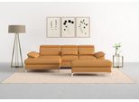 Ecksofa SIT & MORE "Cabrio L-Form, B: 295 cm, mit Sitztiefen-, Arm- & Kopfteilverstellung", gelb (curry), B:295cm H:87cm T:180cm, Sofas, Ecksofa, 2 Nierenkissen, Federkern, optional Bettfunktion und Stauraum