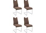 Esszimmerstuhl HOME AFFAIRE "Milano", braun (braun, silberfarben), B:43cm H:96cm T:57cm, Vintage Stoff;100% Polyester, Stühle, Esszimmerstuhl, Bezug in Microfaser oder Cord, Freischwinger, als 2er oder 4er Set erhältlich