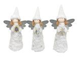 Weihnachtsfigur "Dameco Engel 3-er Set", weiß, B:14cm H:30cm T:7cm, Holzwerkstoff, Polyester, Dekofiguren, Weihnachtsfigur