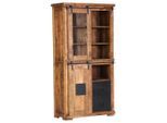 Landscape Vitrine, Natur, Schwarz, Holz, Metall, Glas, Mangoholz, massiv, 4 Fächer, 2 Schublade(n) Schubladen, 100x190x45 cm, stehend, Holzmöbel, Holzschränke, Vitrinen Holz, Vitrinenschränke Holz