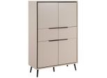 Livetastic Highboard, Schwarz, Sand, Kunststoff, 4 Fächer, 2 Schublade(n) Schubladen, 90x140x38 cm, Wohnzimmer, Kommoden & Sideboards, Highboards