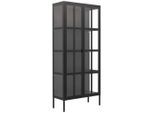 Xora Vitrine, Schwarz, Metall, Glas, 3 Fächer, 80x180x35 cm, Typenauswahl, stehend, Wohnzimmer, Wohnwände, Vitrinenschränke