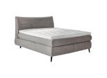 Esposa Boxspringbett, Grau, Holz, Buche, massiv, H2 + H3, 7-Zonen, Höhe ca. 20 cm, 180x200 cm, Wendematratze mit unterschiedlichen Härtegraden, Topper durchgehend, Schlafzimmer, Betten, Doppelbetten
