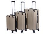 Novel Reisekofferset , Goldfarben , Metall, Kunststoff, Textil , 3-teilig , höhenverstellbarer Teleskopgriff, 360°-Rollensystem, TSA-Schloss, Tragehenkel, Netzfach , Freizeit & Co, Reisekoffer & Taschen