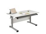 Paidi Jugendschreibtisch , Silberfarben, Weiß , Metall, Holzwerkstoff , rechteckig , Kufe , 70x53-79x120 cm , Goldenes M , höhenverstellbar , Büromöbel, Schreibtische, Kinder & Jugendschreibtische