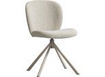 Esszimmerstuhl WOOOD "Femke", beige, B:58cm H:80cm T:65cm, Stühle, Esszimmerstuhl, Polsterstuhl mit Drehfuß, aus weichem Bouclé-Stoff, Höhe 80 cm