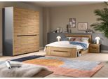 Schlafzimmer-Set HOME AFFAIRE "REHAT, 4-teilig, best. aus: Bett, Kleiderschrank & 2x Nachtkommode", braun (eiche artisan, grau), B/H: 140cm x 200cm, Schlafzimmermöbel-Sets