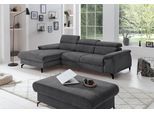 Ecksofa COTTA "Kitty L-Form, B: 242 cm", grau (schwarzgrau), B:244cm H:72cm T:166cm, Microfaser (100% Polyester);Flachgewebe (100% Polyester), Sofas, Ecksofa, mit Kopfteilverstellung, optional Bettfunktion & Bettkasten