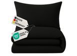NYVI Biber Winter Bettwäsche Deluxe mit Reißverschluss - Flauschige Bettgarnitur, 100% Baumwolle, 145g/m², Einlaufschutz Farbe:Schwarz;Größe:155x220 cm