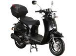 Motorroller ALPHA MOTORS "Venus", schwarz (schwarz, schwarz), Motorroller, 45 km/h, im Retro-Look, B:67cm H:115cm L:189cm
