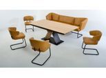 Essgruppe K+W KOMFORT & WOHNEN "Mikkado Tube", gelb (curcuma 71), B:242cm H:88cm T:71cm, Sitzmöbel-Sets, Essgruppe, 4 Freischwinger und einem Funktionesstisch