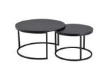 Mid.you Couchtischset, Schwarz, Metall, Holzwerkstoff, 2-teilig, rund, 60x45x80 cm, Wohnzimmer, Wohnzimmertische, Couchtische