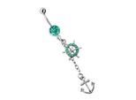 Bauchnabelpiercing ADELIA´S "Piercing Bauchnabelpiercing", grün, Piercings, Damen, onesize, Chirurgiestahl, Anhänger aus Pewter in Silber platiniert