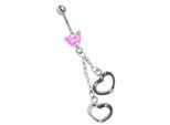 Bauchnabelpiercing ADELIA´S "Piercing Bauchnabelpiercing", rosa, Piercings, Damen, onesize, Titan, Mit Handschellen in Form eines Herzes