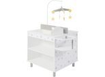 Puppenwickeltisch CHIC2000 "Puppen-Wickelstation Stars grey", grau (stars grau), Puppenmöbel, KinderB:49cm H:57cm T:49cm, Holz, mit Mobile, B:49cm H:57cm T:49cm