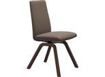 Polsterstuhl STRESSLESS "Laurel", braun (mole batick, walnuss), B:49cm H:92cm T:59cm, Leder BATICK: BATICK ist ein leicht korrigiertes, durchgefärbtes und genarbtes Möbelleder, bei dem die meisten Unebenheiten und Spuren in der Regel entfernt wurden., Stühle, Polsterstuhl, Low Back, Größe M, mit schräggestellten Beinen in Walnuss