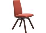Polsterstuhl STRESSLESS "Laurel", beige (henna batick, walnuss), B:49cm H:92cm T:59cm, Leder BATICK: BATICK ist ein leicht korrigiertes, durchgefärbtes und genarbtes Möbelleder, bei dem die meisten Unebenheiten und Spuren in der Regel entfernt wurden., Stühle, Polsterstuhl, Low Back, Größe M, mit schräggestellten Beinen in Walnuss