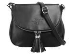 Umhängetasche SAMANTHA LOOK, Mädchen, Gr. B/H/T: 24cm x 19cm x 8cm onesize, schwarz, Leder, leicht glänzend, unifarben, Taschen Umhängetasche, echt Leder, Made in Italy