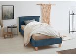 Polsterbett OTTO PRODUCTS "Heddi", blau, B:95cm H:82cm L:212cm, Bezug Struktur fein (100% recyceltes Polyester), Betten, Polsterbett ohne Bettkasten Polsterbett, in 5 Breiten: von 90cm-200cm, Biese am Kopfteil, Strukturstoff