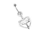 Bauchnabelpiercing ADELIA´S "Piercing Piercing Bauchnabelpiercing", Damen, Gr. onesize, transparent (klar), Chirurgiestahl, Piercings, 316l Stahl Banane - klar mit Stein und Herz mit Lebensbaum