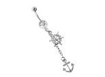 Bauchnabelpiercing ADELIA´S "Piercing Bauchnabelpiercing", transparent (klar), Piercings, Damen, onesize, Chirurgiestahl, Anhänger aus Pewter in Silber platiniert