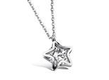 Kette mit Anhänger "Star", Damen, Gr. onesize, Metall, silber (silbern), COLLEZIONE ALESSANDRO, Basic, Halsketten, mit großem Glasstein