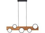 BRILLIANT LED Pendelleuchte "Cheesy", schwarz (matt schwarz, holz), 1 Stk., Leuchten, 150 x 100cm, 4100lm, 3000K, Holz/Metall, natur/schwarz, LED Pendelleuchte