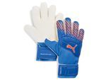 Torwarthandschuhe PUMA "PUMA ULTRA Match Protect Torwarthandschuhe Unisex", Damen, Gr. 5, blau (ultra blau glowing rot), Obermaterial: 100% Polyester With PU Coating. Handgelenkschoner: 100% Latex. Handfläche: 100% Latex. Handrücken: 100% Latex, Handschuhe