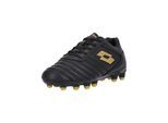 Fußballschuh LOTTO "Stadio 700 AGM JR", Mädchen, Gr. 34, braun (schwarz, goldfarben), Lederimitat, Schuhe Fußballschuh, mit innovativer Technologie für Kunstrasen