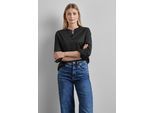 Langarmbluse STREET ONE, Damen, Gr. 38, schwarz, Web, 74% Baumwolle, 24% Polyamid, 2% Elasthan, unifarben, normal normal, Rundhals, Bündchen, Blusen, im soften Baumwoll-Mix