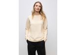 Strickpullover STREET ONE, Damen, Gr. 44, soft beige, Stoff, 33% Polyester, 31% Polyacryl, 24% Baumwolle, 12% Polyamid, unifarben, normal normal, U-Boot-Ausschnitt, Rippbündchen, Pullover Strickpullover, mit U-Boot-Ausschnitt