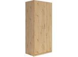 Carryhome Kleiderschrank , Eiche Artisan , Holzwerkstoff , 3 Fächer , 91x197x54 cm , Schlafzimmer, Komplette Schlafzimmer und Serien, Schlafzimmerserien