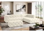 Ecksofa HOME AFFAIRE "FOLLINA", beige (creme), B:325cm H:71cm T:228cm, 100% Polyester, Sofas, Ecksofa, L-Form, mit klassischer Chesterfield-Knopfheftung