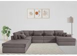 Wohnlandschaft OTTO HOME "Florid U-Form", grau (taupe), B:360cm H:75cm T:260cm, Baumwollmix (60% Baumwolle/40% Leinen);Struktur fein (100% Polyester);Samtoptik (100% Polyester);Samtvelours (100% Polyester);Struktur (100% Polyester);Struktur recycelt (100% recyceltes Polyester), Sofas, Wohnlandschaft, 6 Teile, bestehend aus Modulen, viele Bezugsqualitäten, auch in Cord
