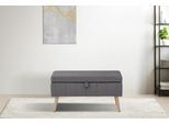 Truhenbank OTTO HOME "AMIRA Sitzbank mit Stauraum, Maße B/T/H: 81/36/43 cm", grau (mittelgrau), B:81cm H:43cm T:36cm, Struktur fein (100% Polyester);Samtvelours (100% Polyester);Luxus-Microfaser weich (100% Polyester), Sitzbänke, mit Staufach, in 3 Bezugsqualitäten mit feiner Steppung