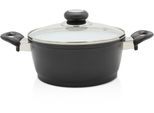 Fleischtopf KRÜGER "Aluguss Topf mit Glasdeckel Oslo", schwarz, H:9cm Ø:16cm, Töpfe, Fleischtopf, für Induktions-Kochfelder geeignet