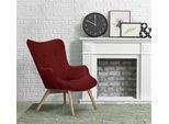 Sessel HOME AFFAIRE "Nicko", rot (dunkelrot), B:71cm H:96cm T:86cm, 100% Polyester, Sessel, Design-Sessel Sessel mit Hocker Lounge-Sessel Einzelsessel, wahlweise mit und ohne Hocker