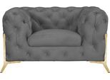 Chesterfield-Sessel HOME AFFAIRE "Amaury Sessel", grau, B:125cm H:75cm T:97cm, Struktur (100% Polyester9;Samtoptik (100% Polyester), Sessel, aufwändige Knopfheftung, moderne Chesterfield Optik, Fußfarbe wählbar