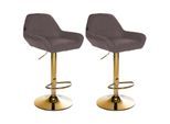 CLP 2er Set Barhocker Braga Stoffbezug mit Goldgestell I höhenverstellbar und 360 drehbar I moderner Barstuhl mit Fußstütze für Küche und Bar