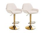 CLP 2er Set Barhocker Braga Samtbezug Gold-Gestell I höhenverstellbar und 360 drehbar I moderner Barstuhl mit Fußstütze für Küche und Bar